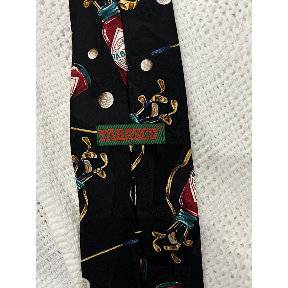 Mens Novelty Neck Tie Tabasco & Golf 100% Silk Hot Sauce Golf Funny Gifts - Picture 2 of 5